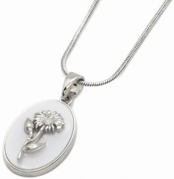 Cadena de acero quirurgico con dije de flor 40cm + 5cm